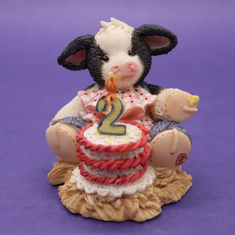 Mary’s Moo Moos Age 2 Cow Figurine Cake Topper Not So Terri-bull Two - Vintage